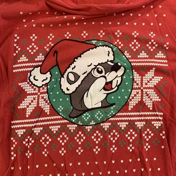 Buc-ee's Christmas Shirts Lot 2 Mens Medium Gray Long Sleeve Red Tee Texas Santa - Picture 6 of 12
